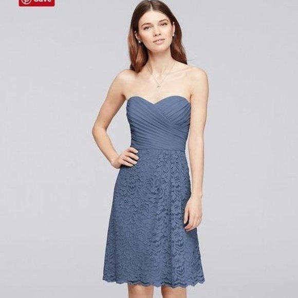 Sweetheart Lace Skirt Bridesmaid Dress-Slate Blue - Picture 1 of 2